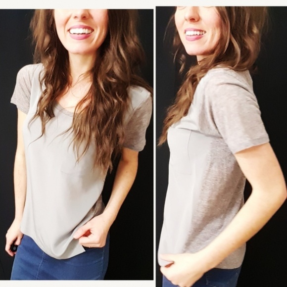 Club Monaco Tops - Club Monaco silk front gray top -B1